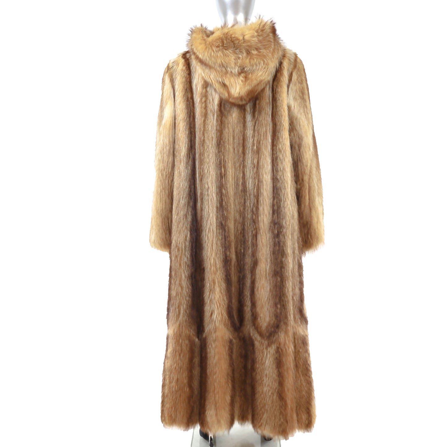 Blonde Hooded Raccoon Coat- Size L