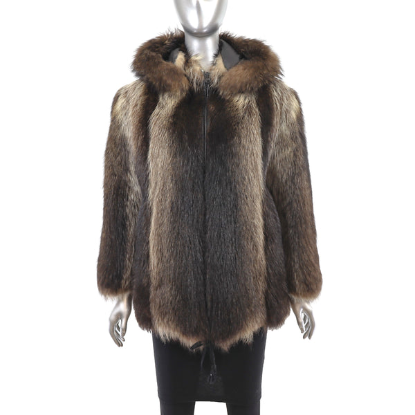 Raccoon Hooded Reversible Jacket- Size M