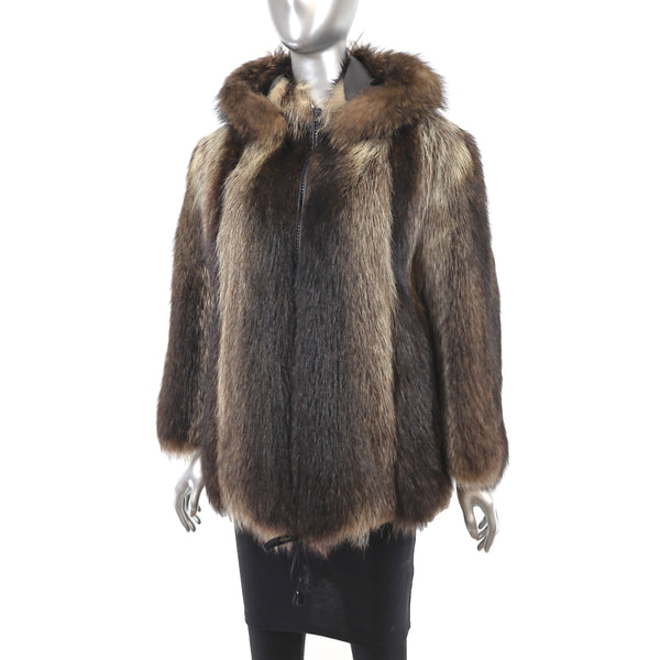 Raccoon Hooded Reversible Jacket- Size M