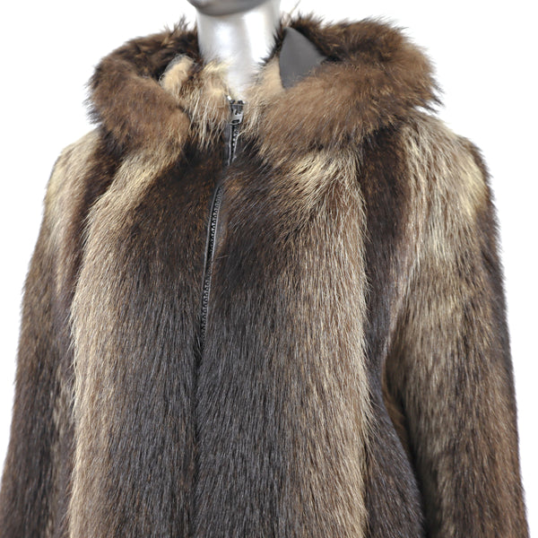 Raccoon Hooded Reversible Jacket- Size M