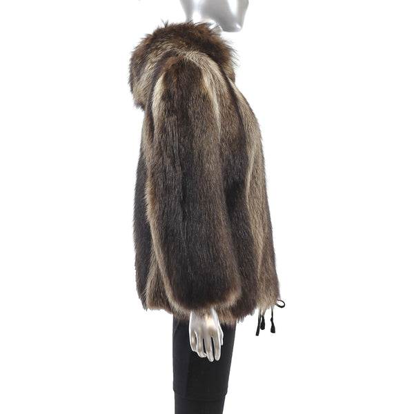 Raccoon Hooded Reversible Jacket- Size M