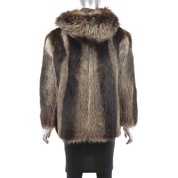 Raccoon Hooded Reversible Jacket- Size M