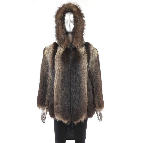 Raccoon Hooded Reversible Jacket- Size M