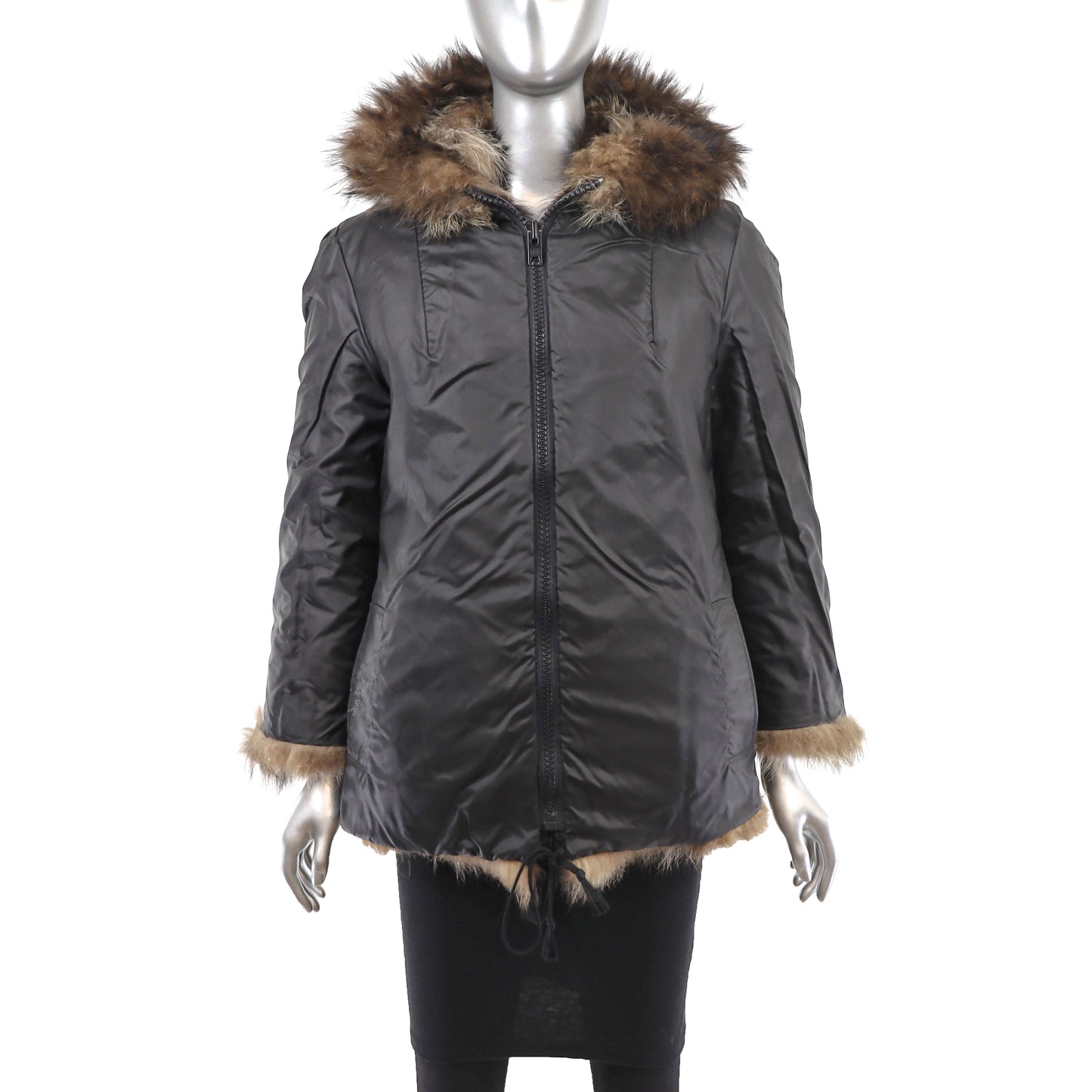 Raccoon Hooded Reversible Jacket- Size M