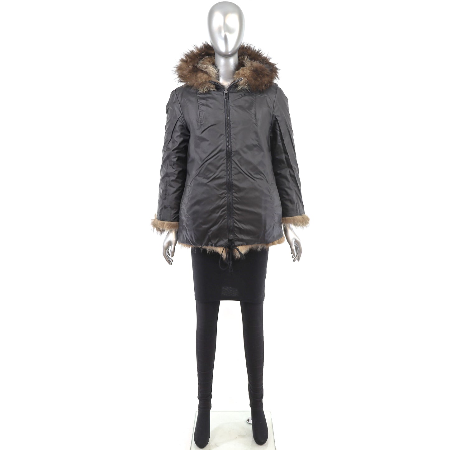 Raccoon Hooded Reversible Jacket- Size M