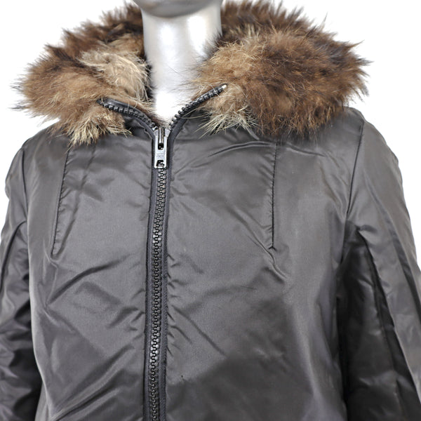 Raccoon Hooded Reversible Jacket- Size M