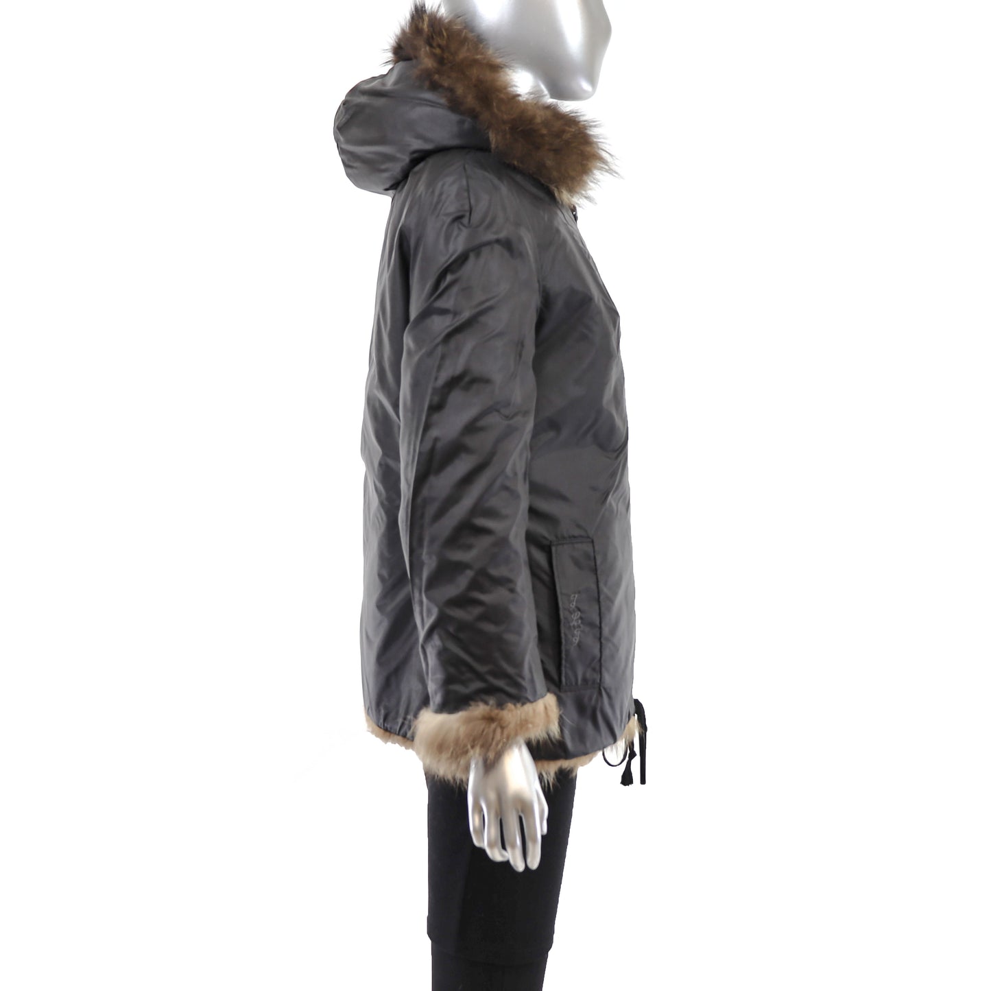 Raccoon Hooded Reversible Jacket- Size M