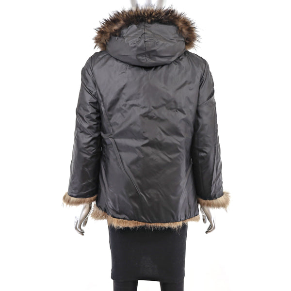 Raccoon Hooded Reversible Jacket- Size M