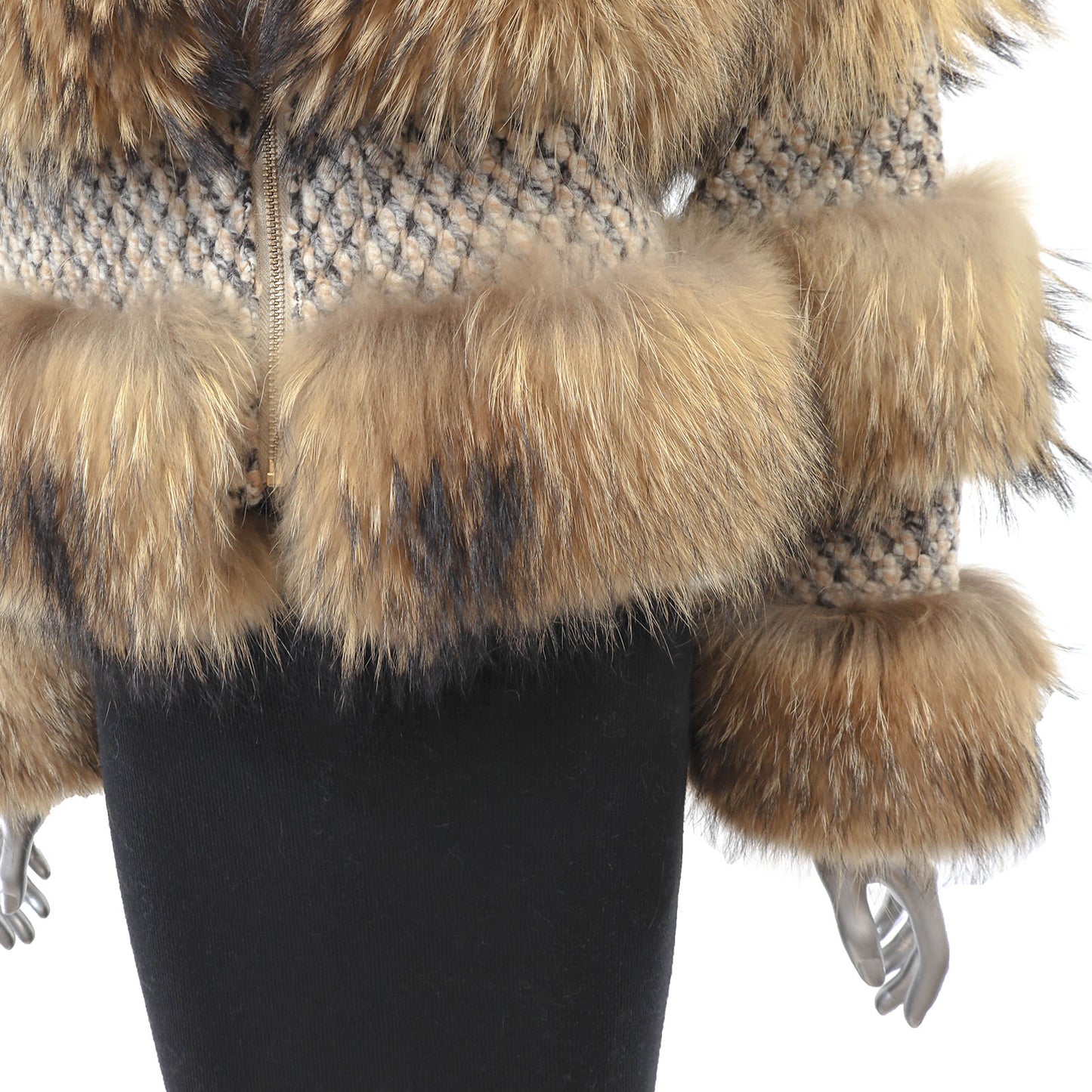 Raccoon Jacket with Wool Trim- Size S