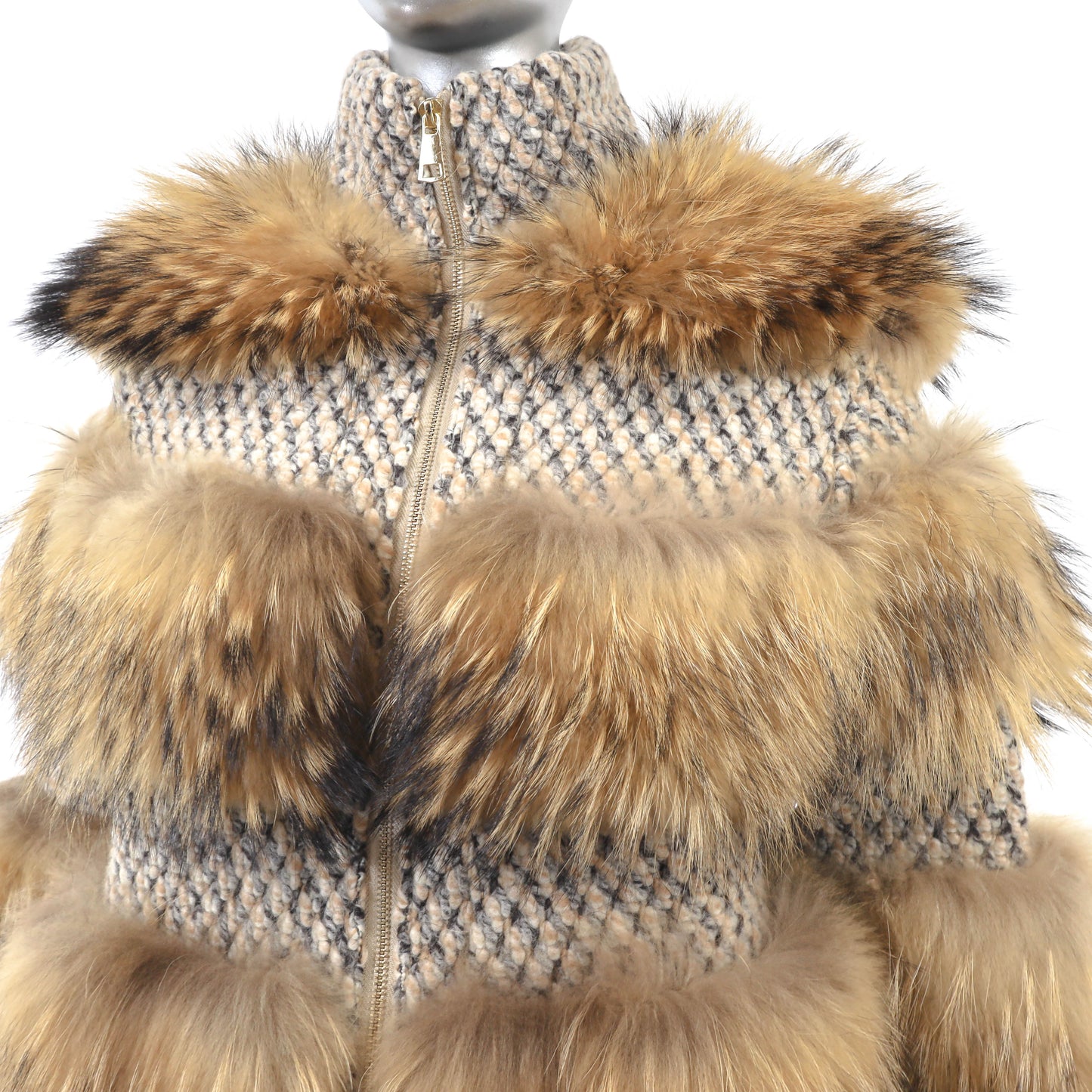 Raccoon Jacket with Wool Trim- Size S