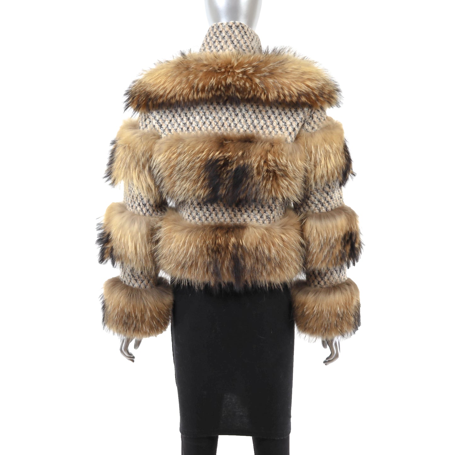 Raccoon Jacket with Wool Trim- Size S