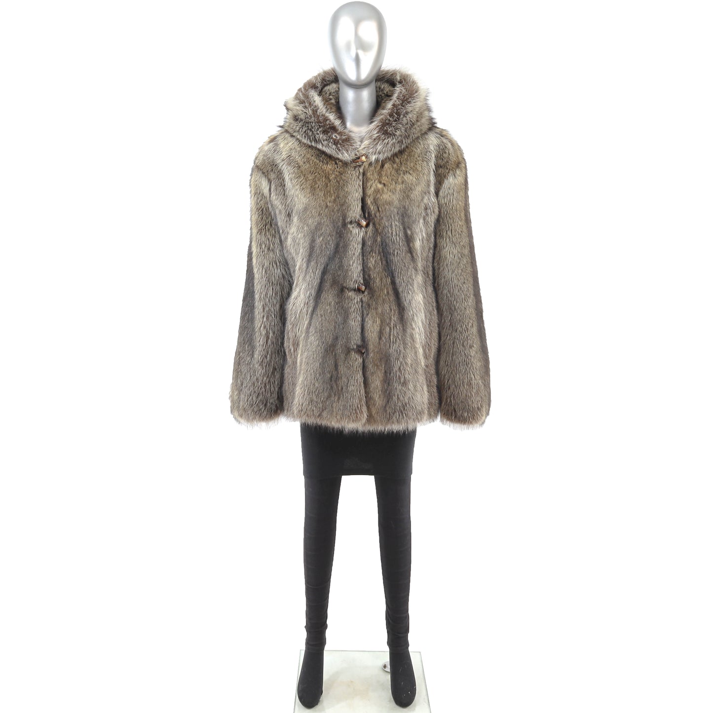 Men's Hooded Raccoon Jacket- Size XL