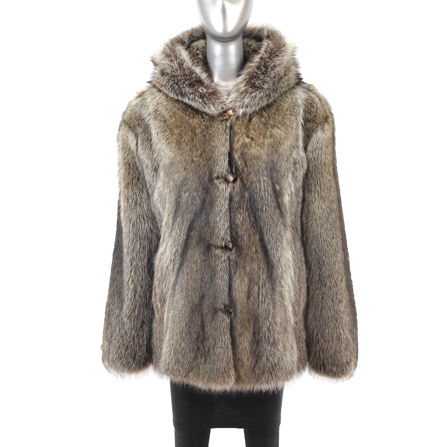 Men's Hooded Raccoon Jacket- Size XL