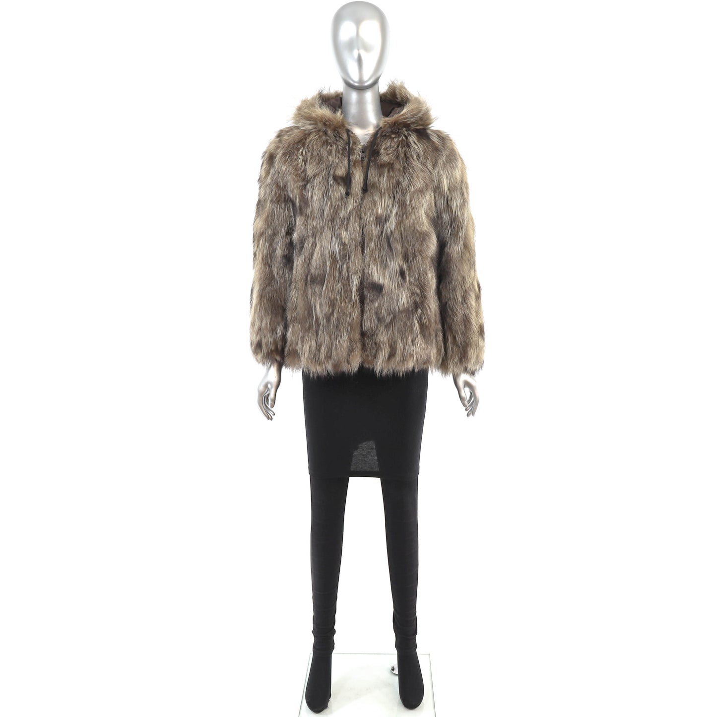 Section Hooded Raccoon Jacket- Size S