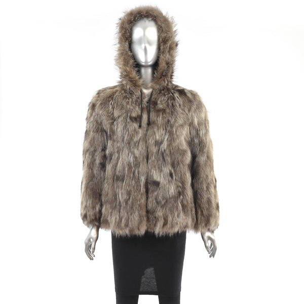Section Hooded Raccoon Jacket- Size S