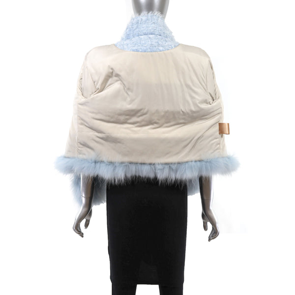 Baby Blue Knitted Wool Jacket with Raccoon- Size L