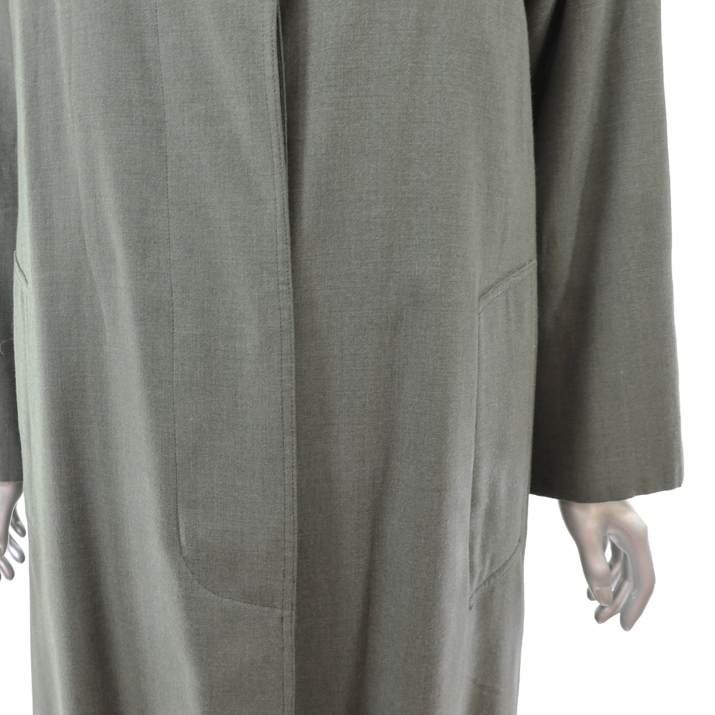 Green Wool Raincoat with Mink Lining- Size M