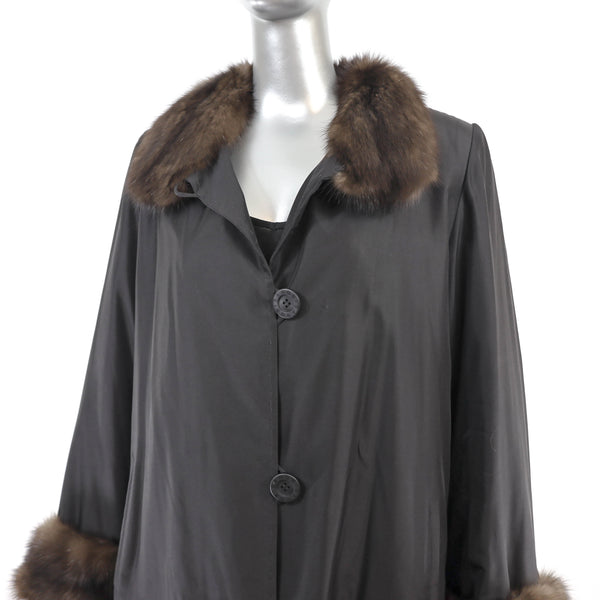 Raincoat with Sheared Mink Lining and Sable Trim- Size S