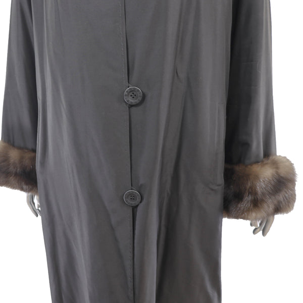 Raincoat with Sheared Mink Lining and Sable Trim- Size S