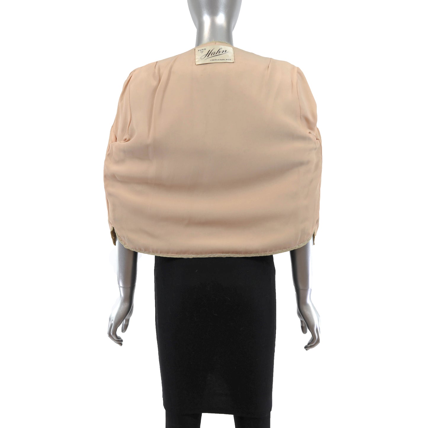 Beige Ribbon Jacket with Mink Collar- Size S