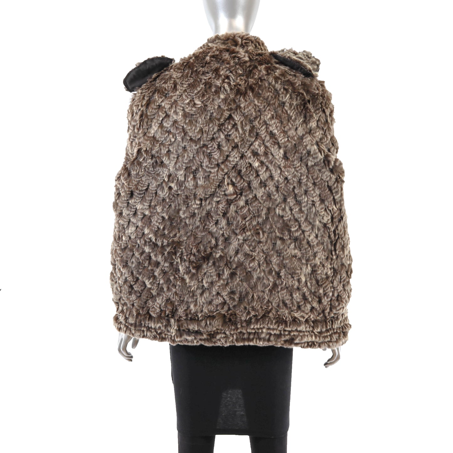 Brown Knitted Rex Rabbit Jacket- Size S