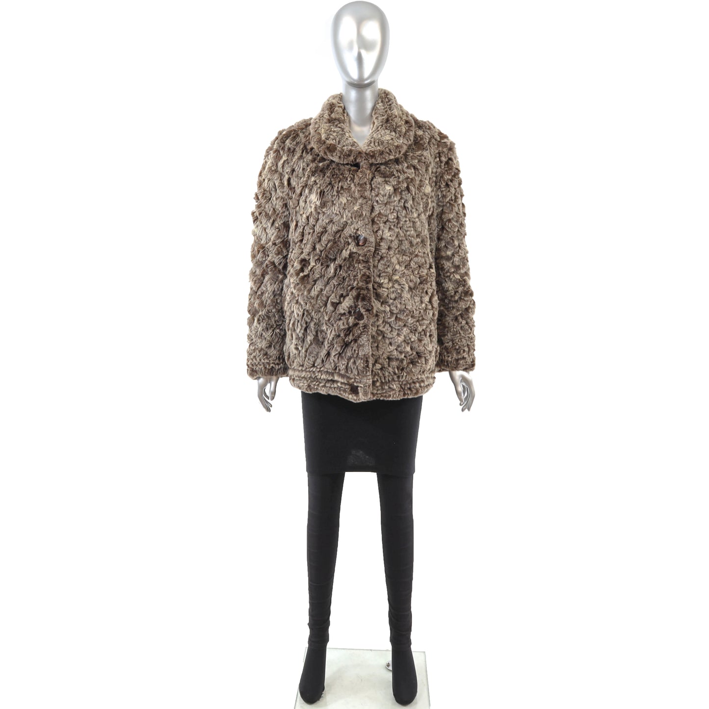 Brown Knitted Rex Rabbit Jacket- Size S