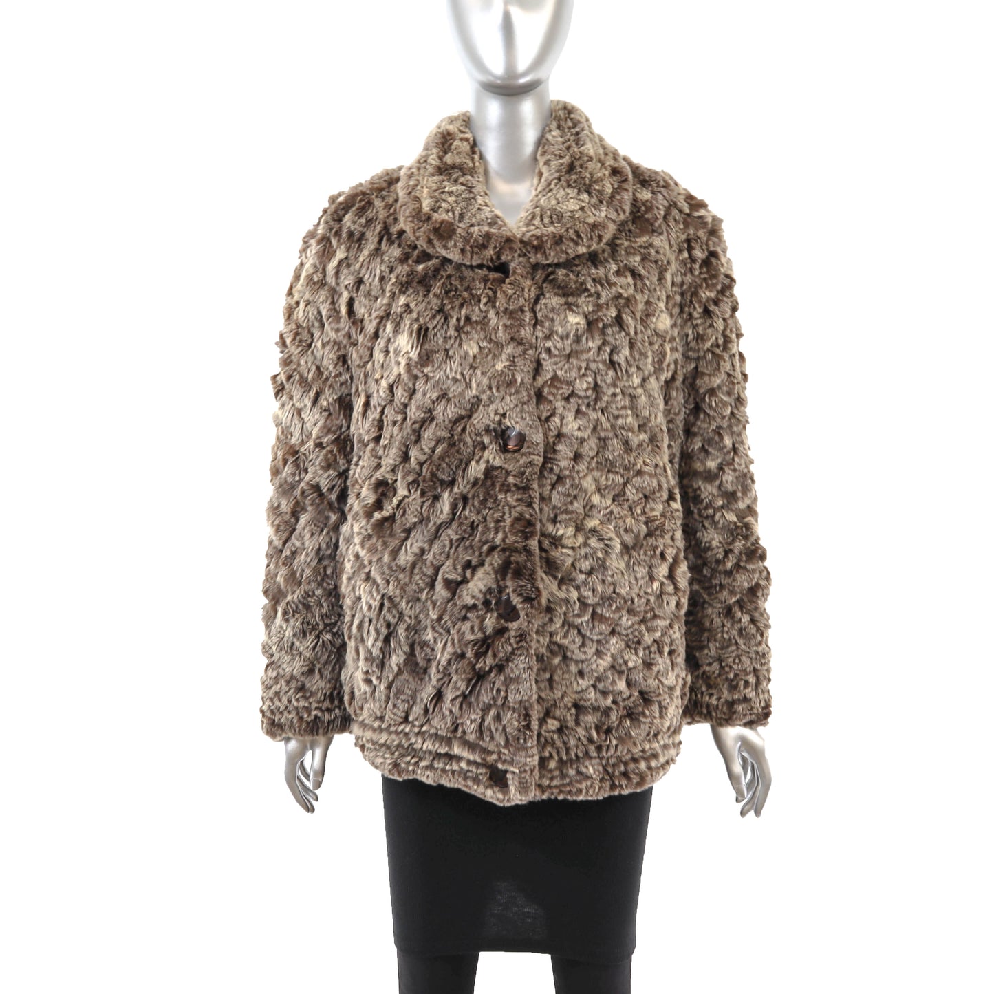 Brown Knitted Rex Rabbit Jacket- Size S