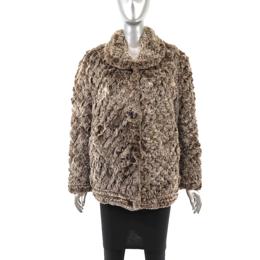 Brown Knitted Rex Rabbit Jacket- Size S