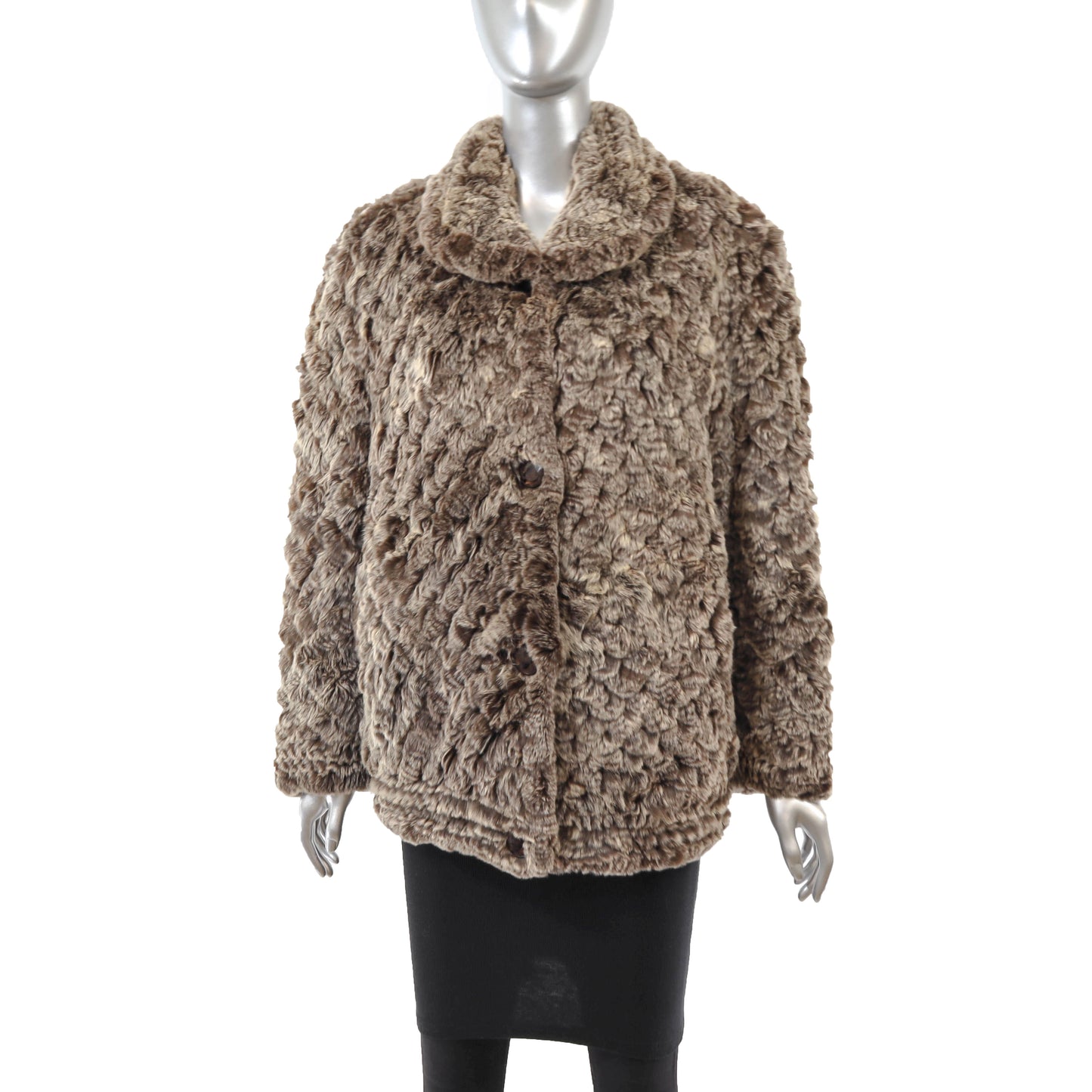 Brown Knitted Rex Rabbit Jacket- Size S