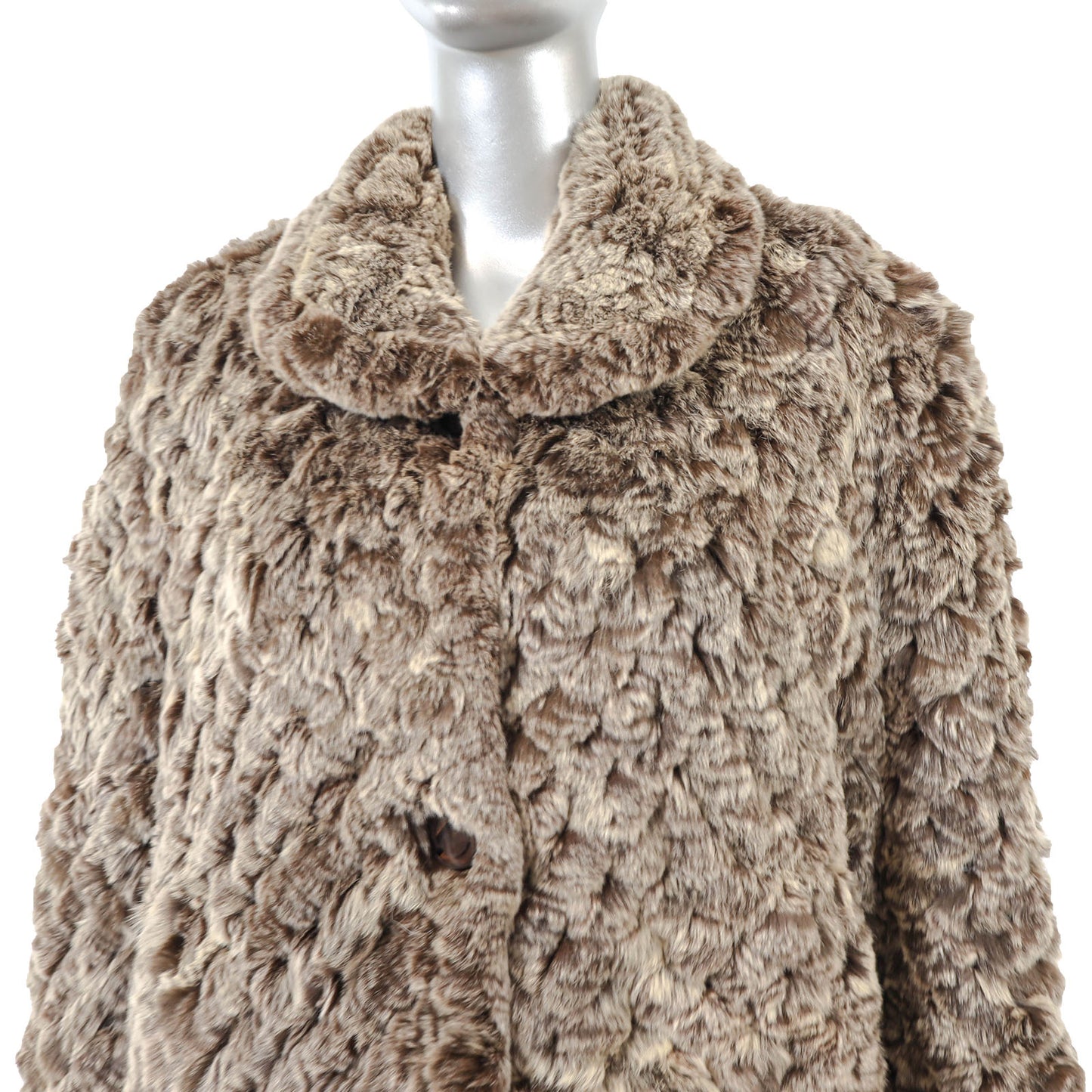 Brown Knitted Rex Rabbit Jacket- Size S