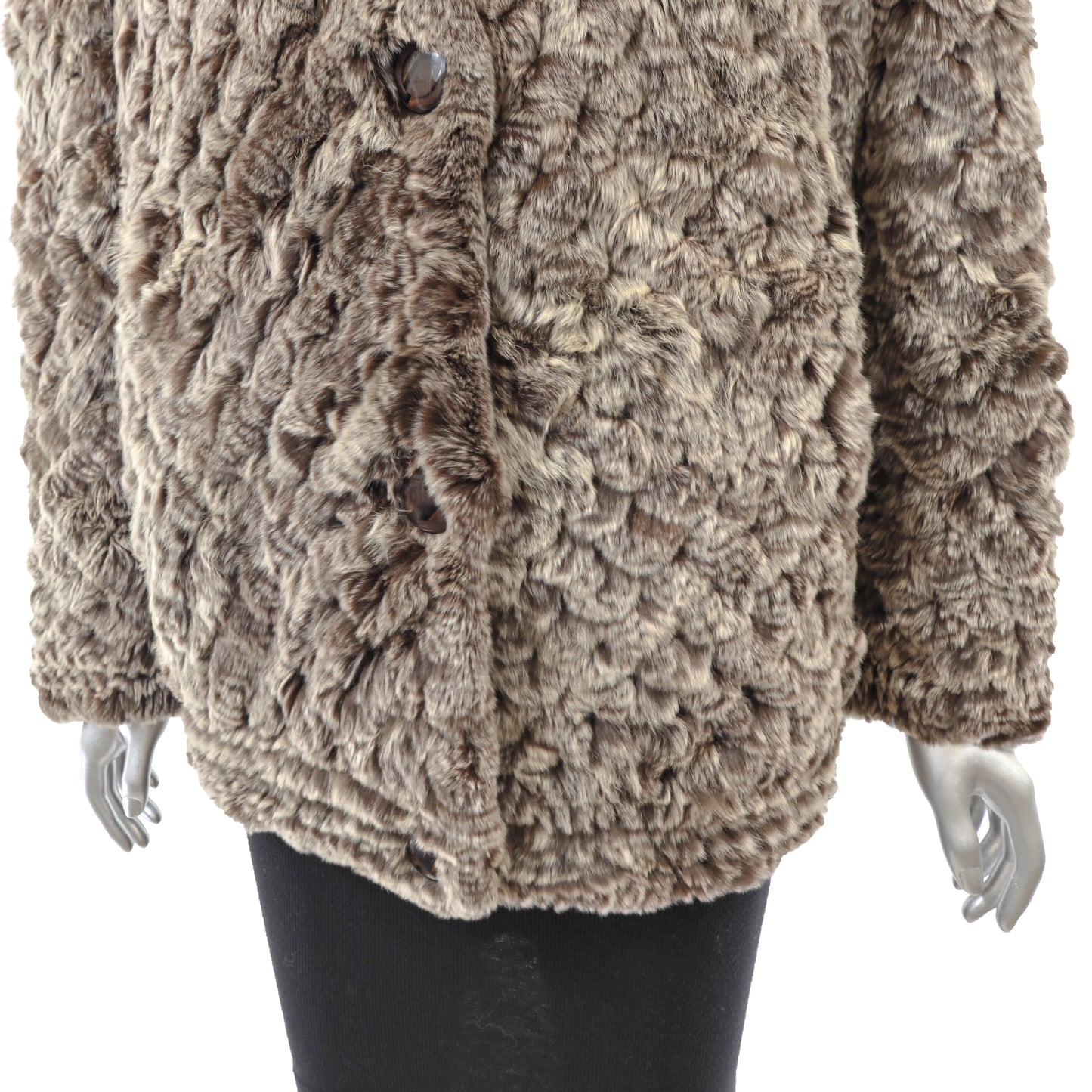 Brown Knitted Rex Rabbit Jacket- Size S