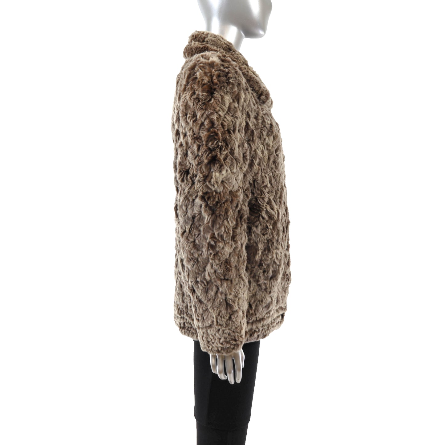 Brown Knitted Rex Rabbit Jacket- Size S