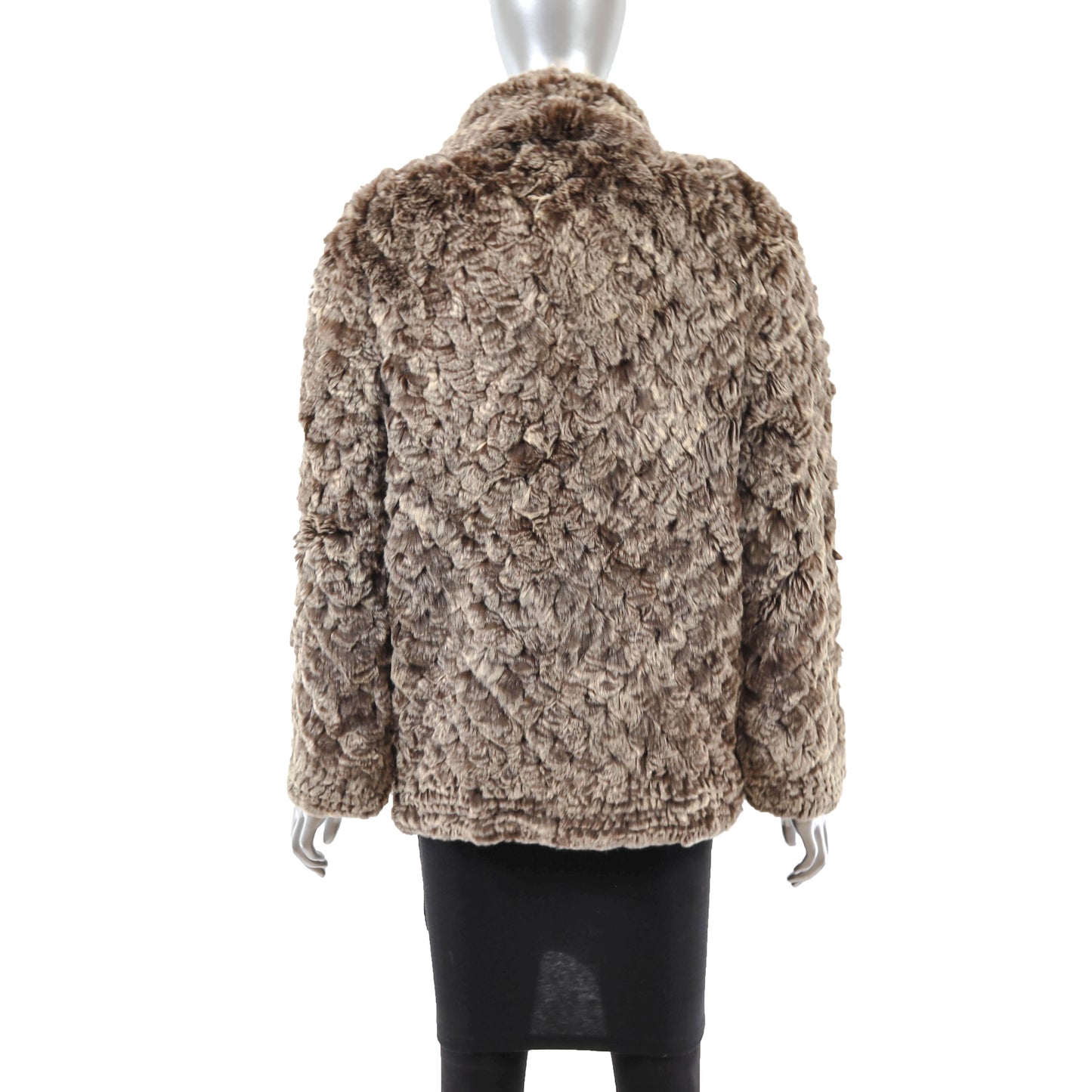 Brown Knitted Rex Rabbit Jacket- Size S