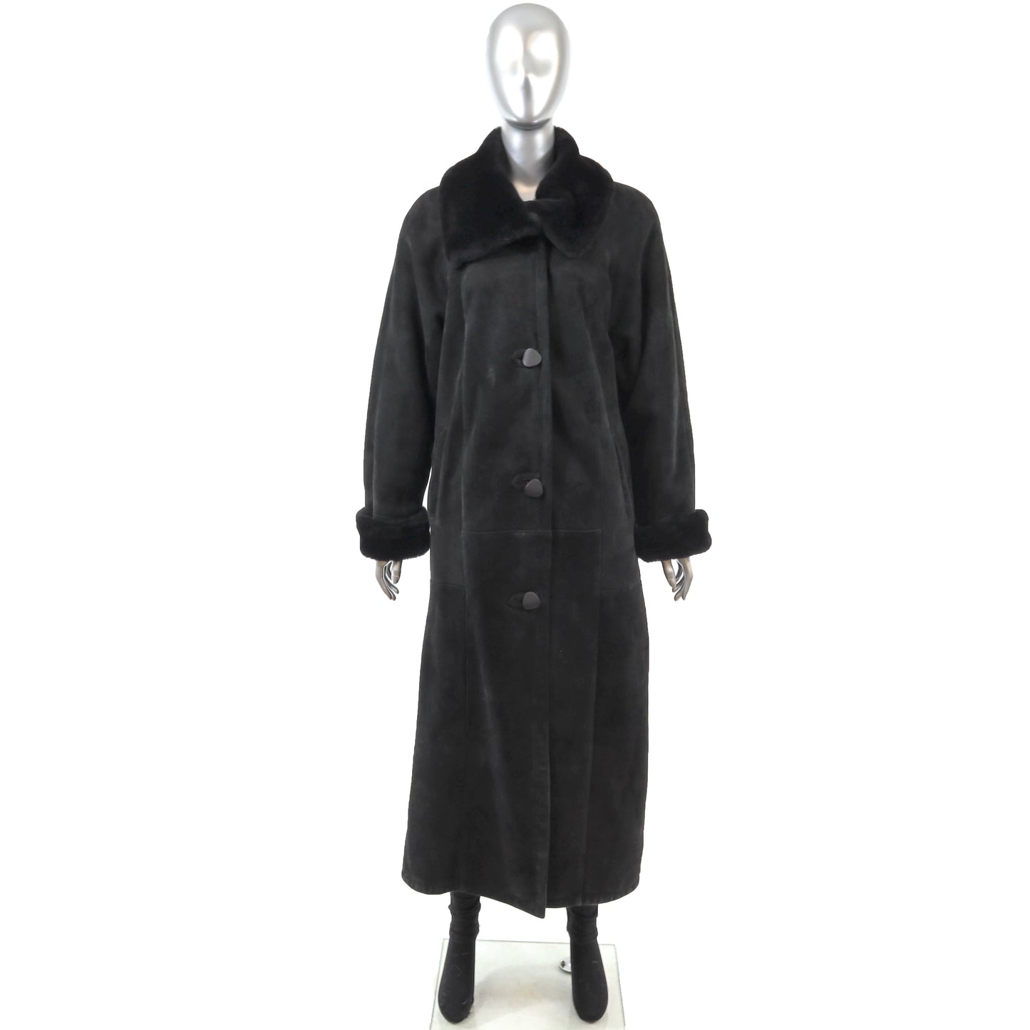 Black Shearling Coat- Size M