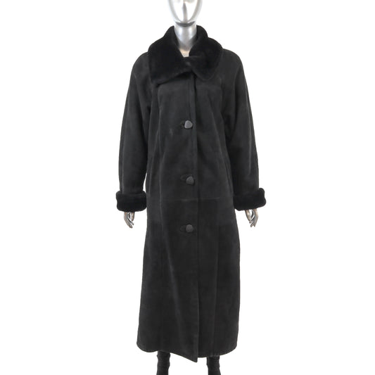 Black Shearling Coat- Size M