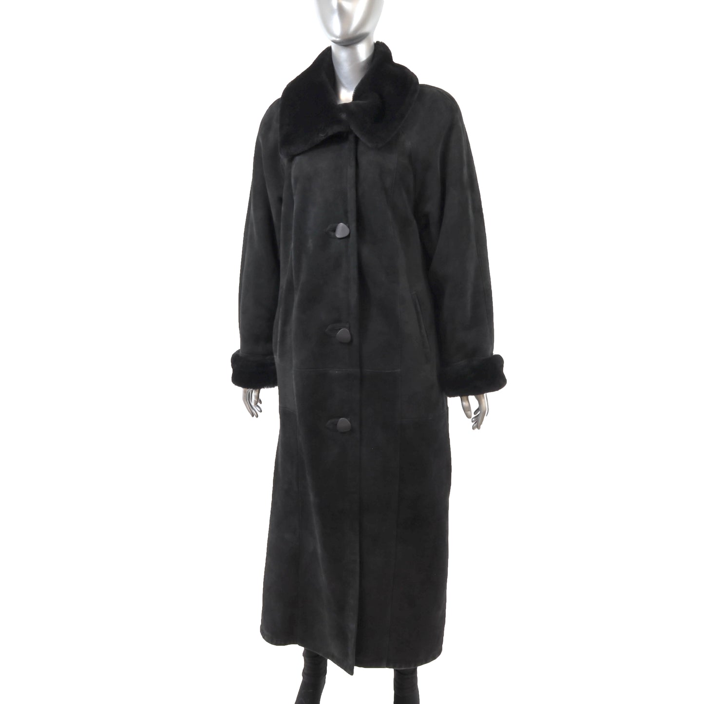 Black Shearling Coat- Size M