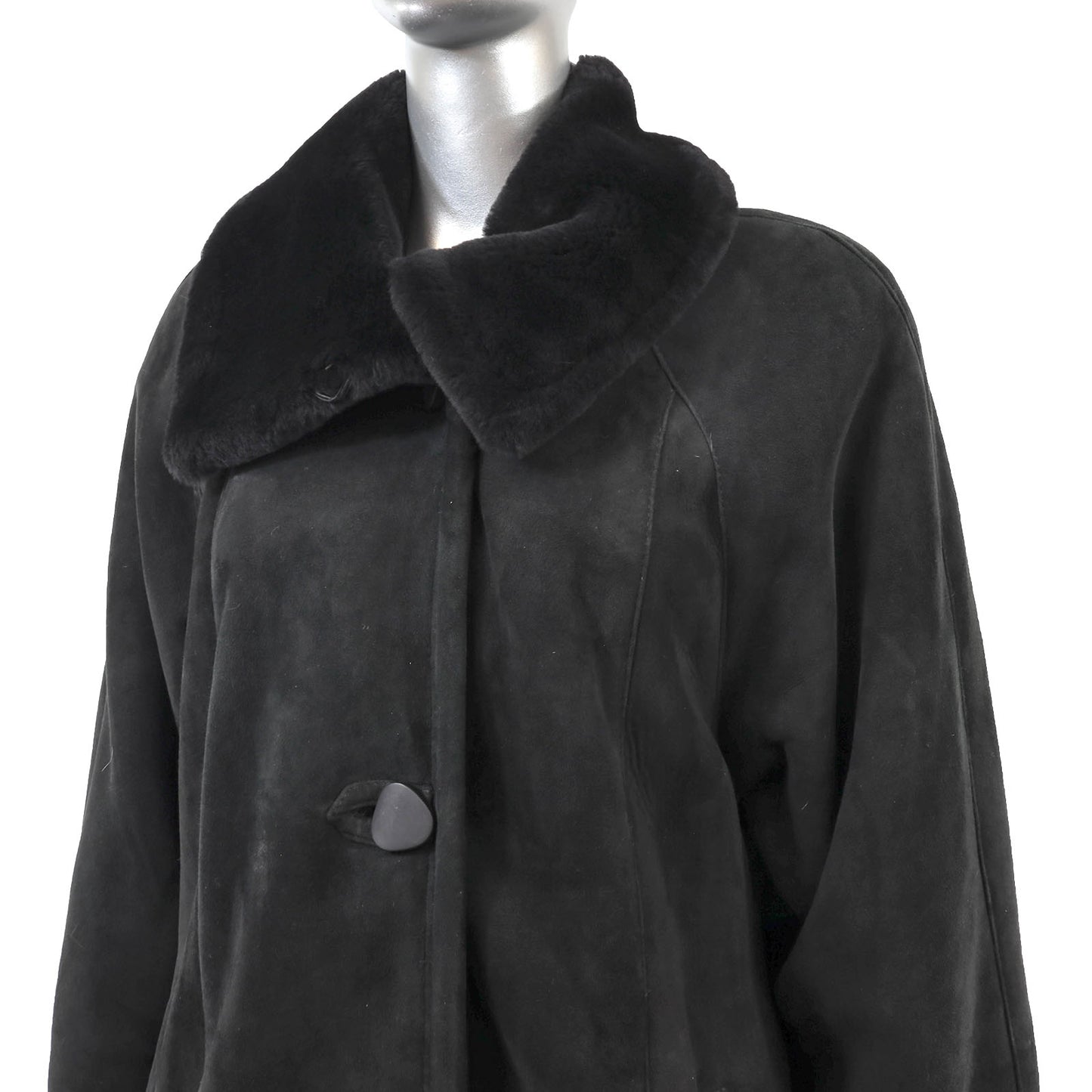 Black Shearling Coat- Size M