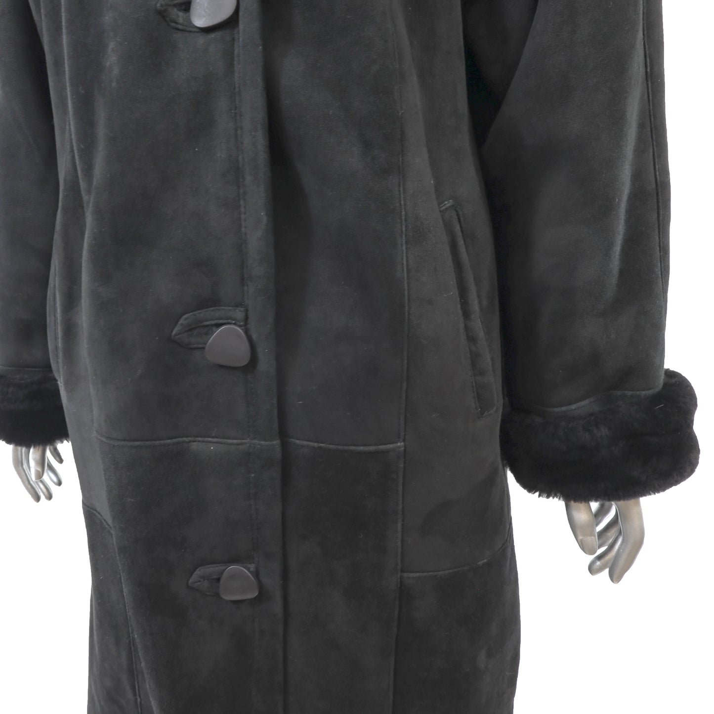 Black Shearling Coat- Size M