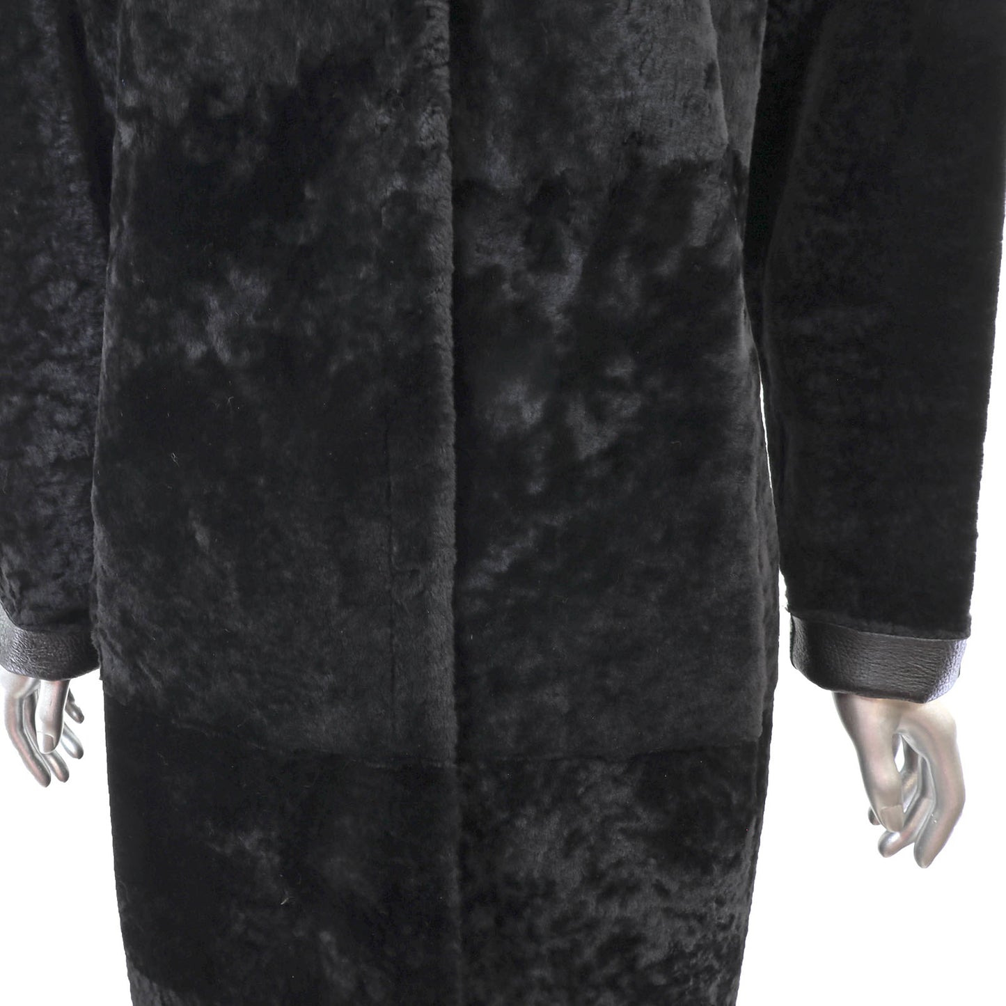 Black Hooded Reversible Shearling Coat- Size S