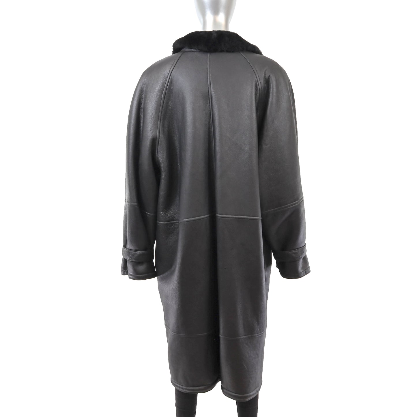 Men's Black Shearling Coat- Size L