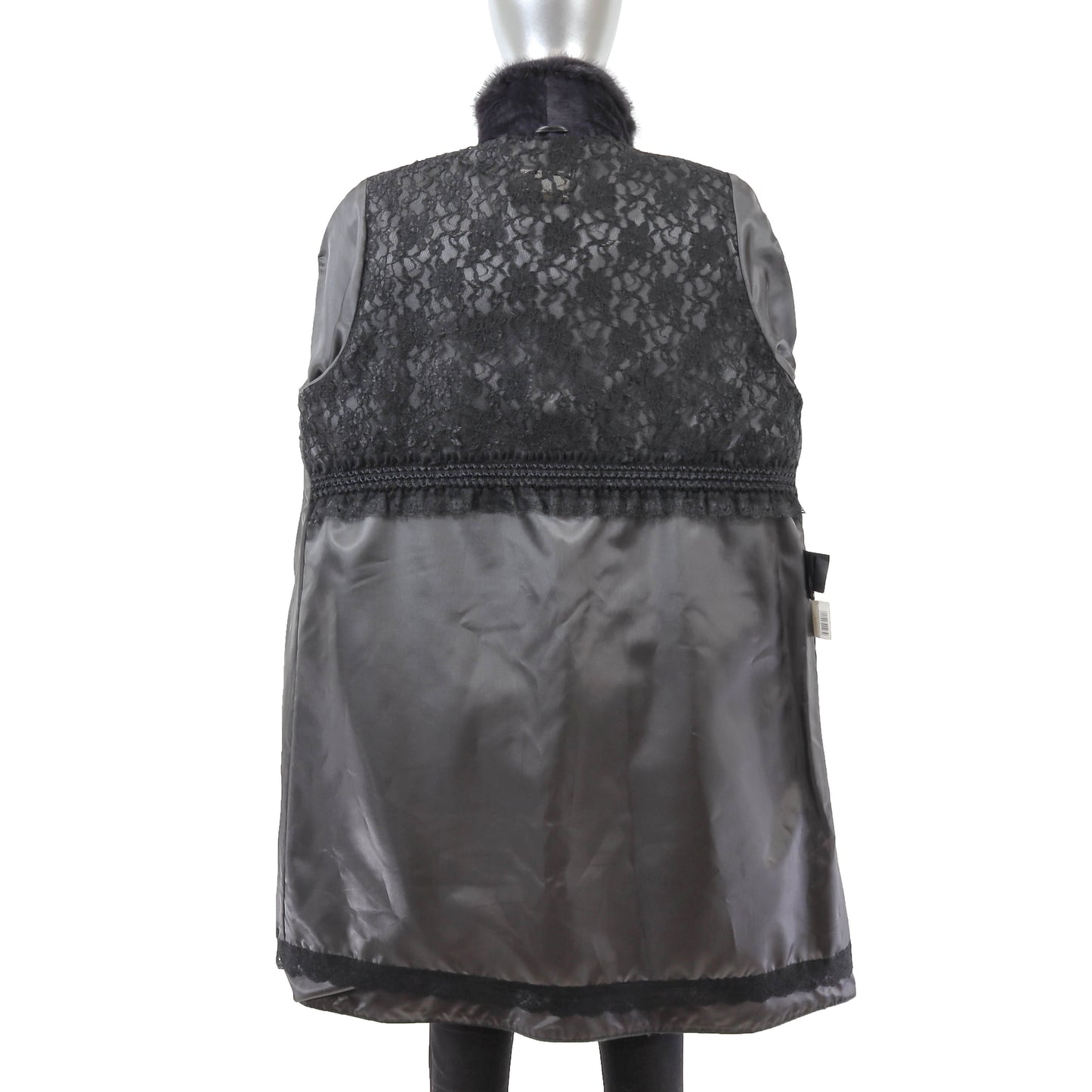 Dark Grey Shearling Coat with Mink Collar- Size M