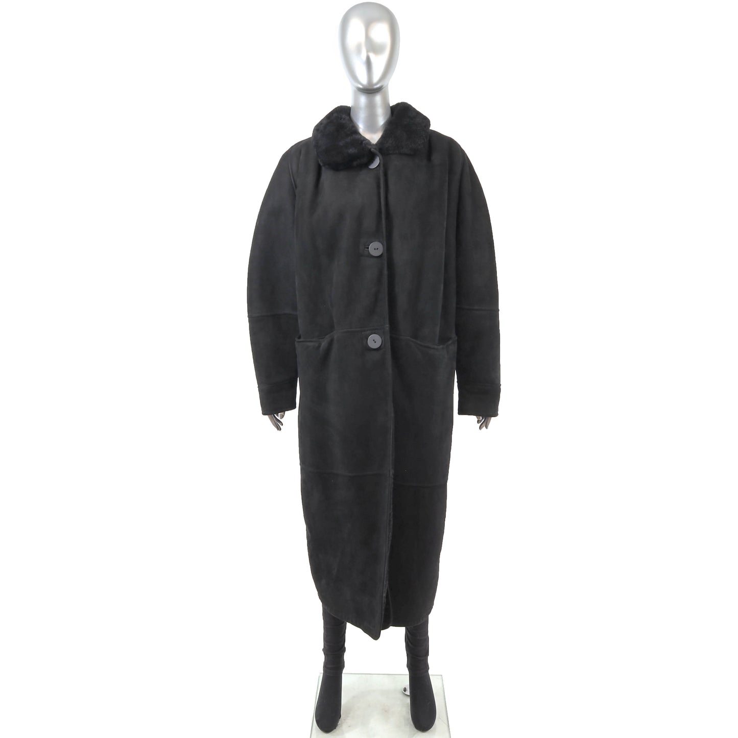 Men's Black Shearling Coat- Size M