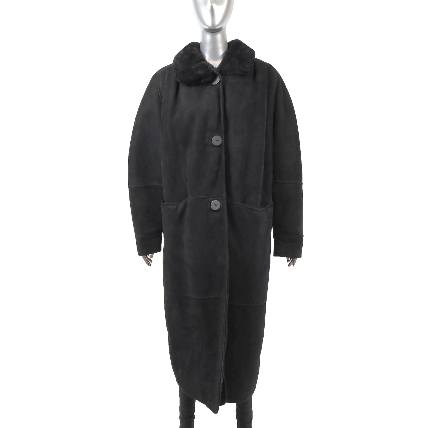 Men's Black Shearling Coat- Size M