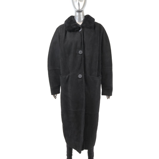 Men's Black Shearling Coat- Size M