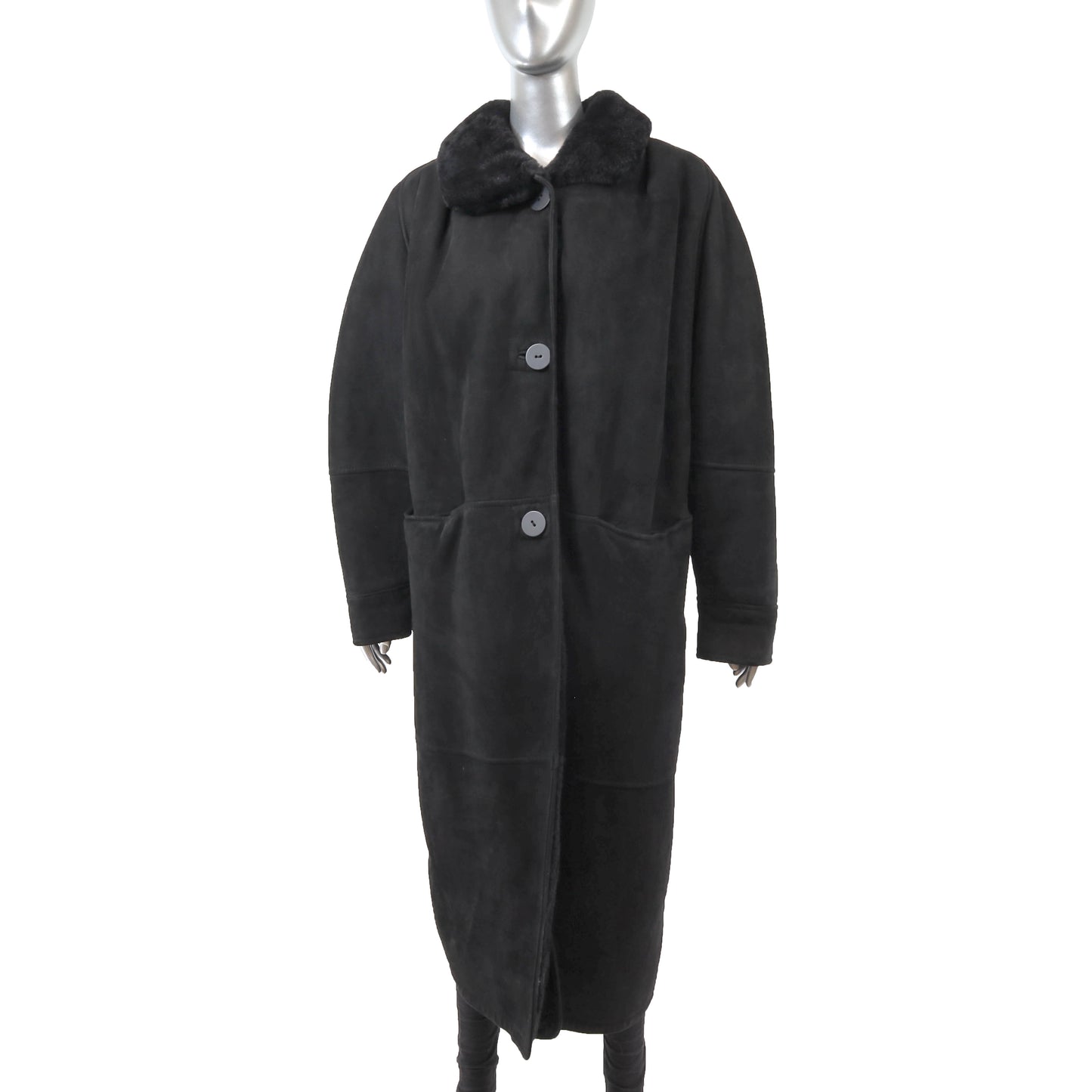 Men's Black Shearling Coat- Size M