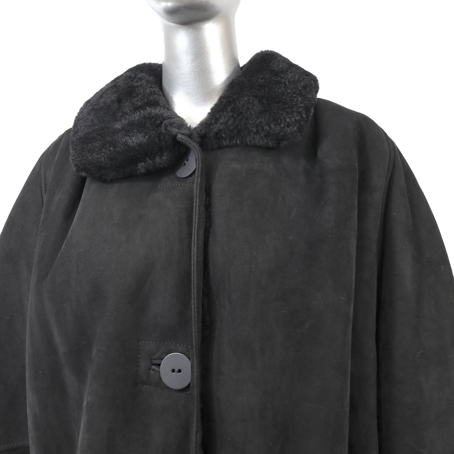 Men's Black Shearling Coat- Size M