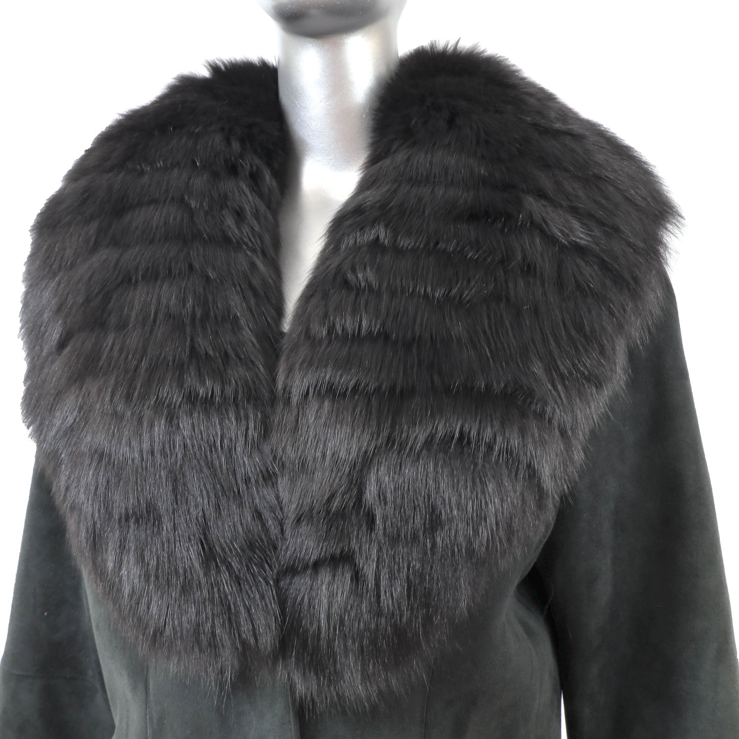 Shearling Coat with Fox Trim- Size M