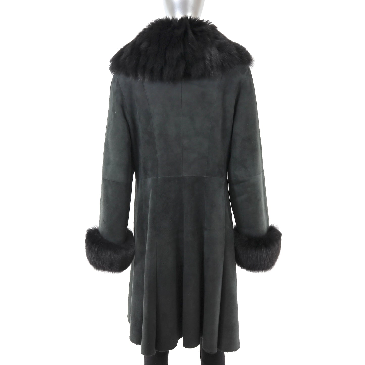 Shearling Coat with Fox Trim- Size M