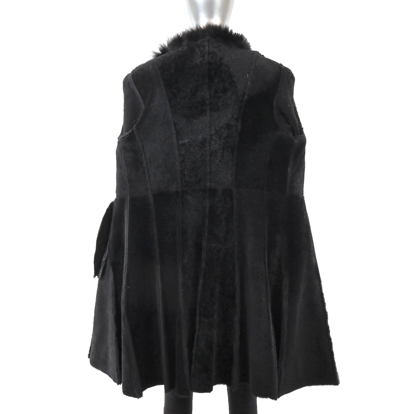 Shearling Coat with Fox Trim- Size M