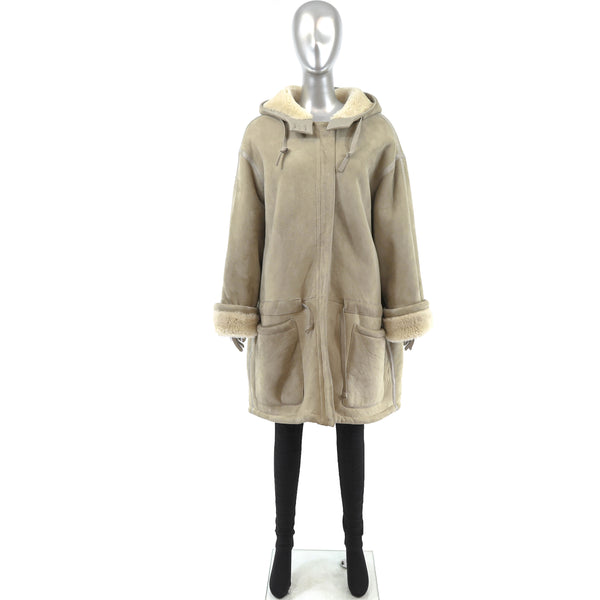 Hooded Shearling Coat- Size XXL